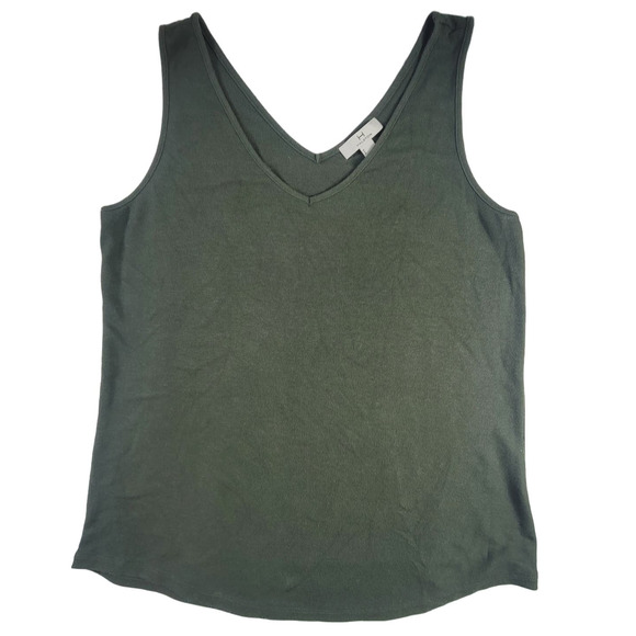Halston Green V Neck Knit Tank Top Woman's Size M - Picture 1 of 6